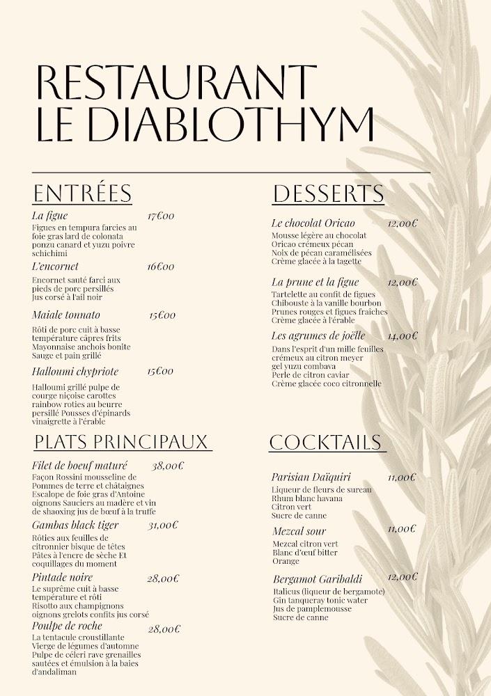 Le Diablothym - Menu Image 1